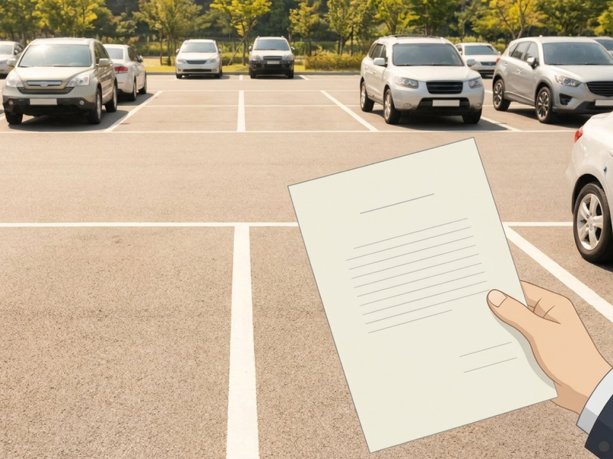 月極駐車場の区画と駐車場賃貸借契約書
